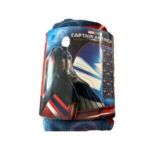New Marvel Captain America Cloud Throw Blanket Blue Red 50x60